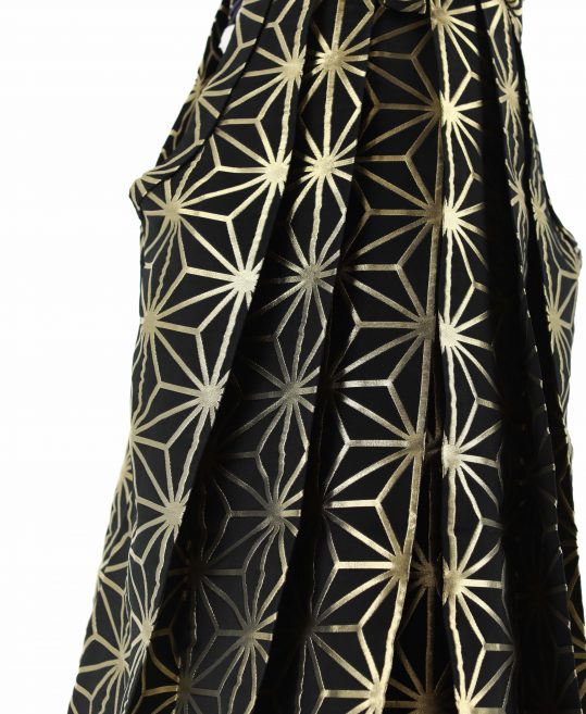 男性用袴単品レンタル(成人式・結婚式・卒業式)黒・金の大きな麻の葉文様[身長165cm]No.655